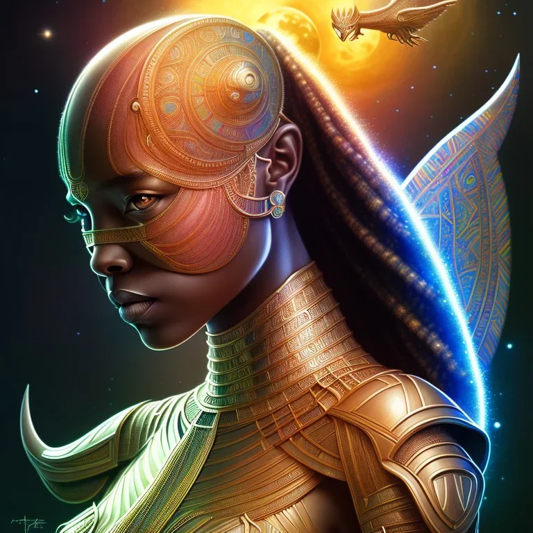 sango fantasy, fantasy magic, intricate, sharp focus, illustration, highly detailed, digital painting, concept art, matte, artgerm and paul lewin and kehinde wiley, masterpiece Asian black panther Egyptian silver space lady space moon galaxy