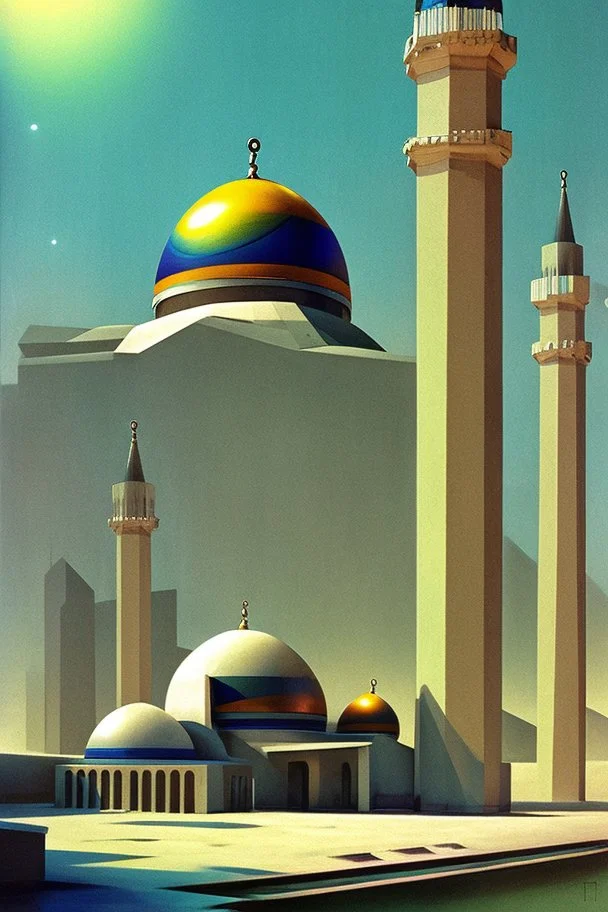 mosque 70s sci fi art