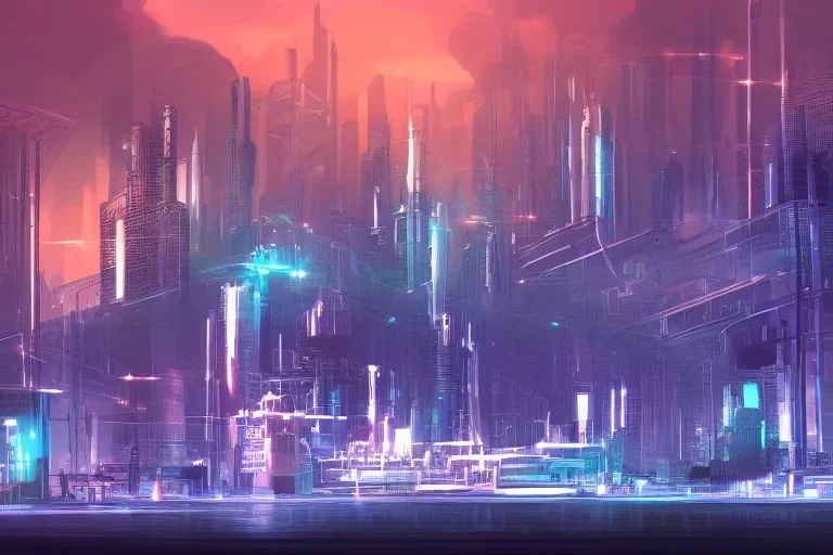 digital art of industrialized futuristic city