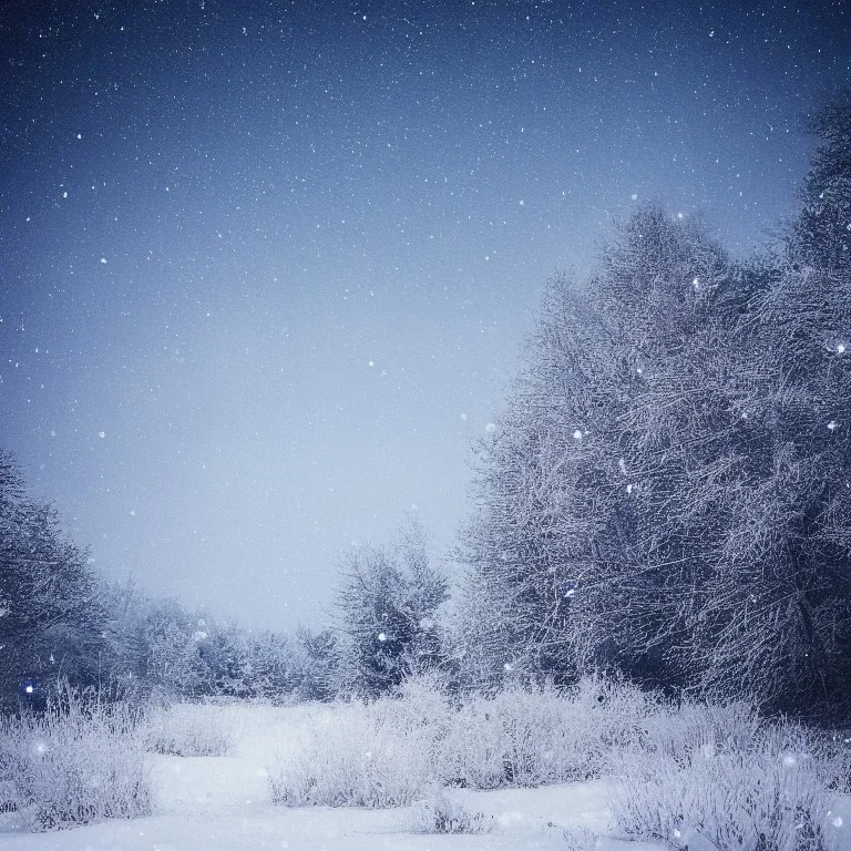 winter landscape, crystal, stars