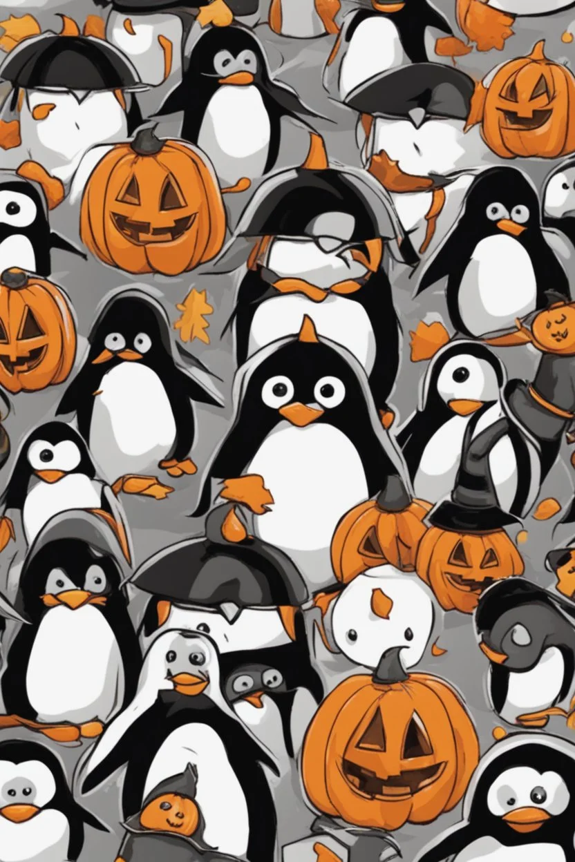 Halloween penguin art