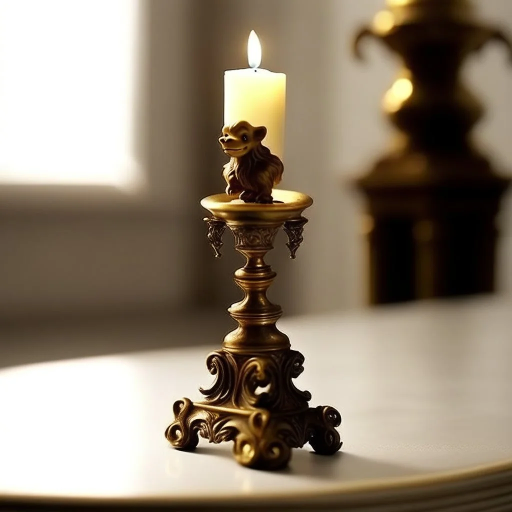 From the film “Beauty and the Beast” the candlestick on a light background