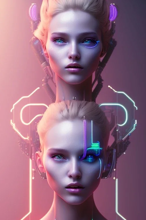 cyberpunk, head, women, portrai, tron sketch of a girl on lined paperA beautiful one nude body of a make up smiling woman blond long hair, alone, high key lighting, volumetric light high details with white stripes and blue eye, smiling with plump pink lips, flowers around, unreal engine petit prince belle fine, profil de trois quart, grand front cosmique, peau bleu cristalline, yeux bleu, perle sur le front long cheveux blond et rose etoilé, cristaux sur le corps, collier de grande princesse, l