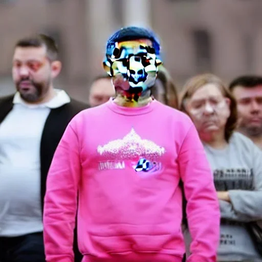 Volodymyr Zelensky WITH A BEARD wearing PINK SWEATSHIRT