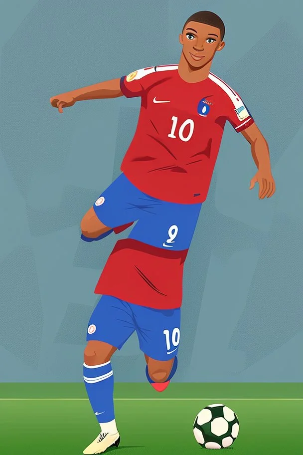 Kylian Mbappe French soccer player cartoon 2d