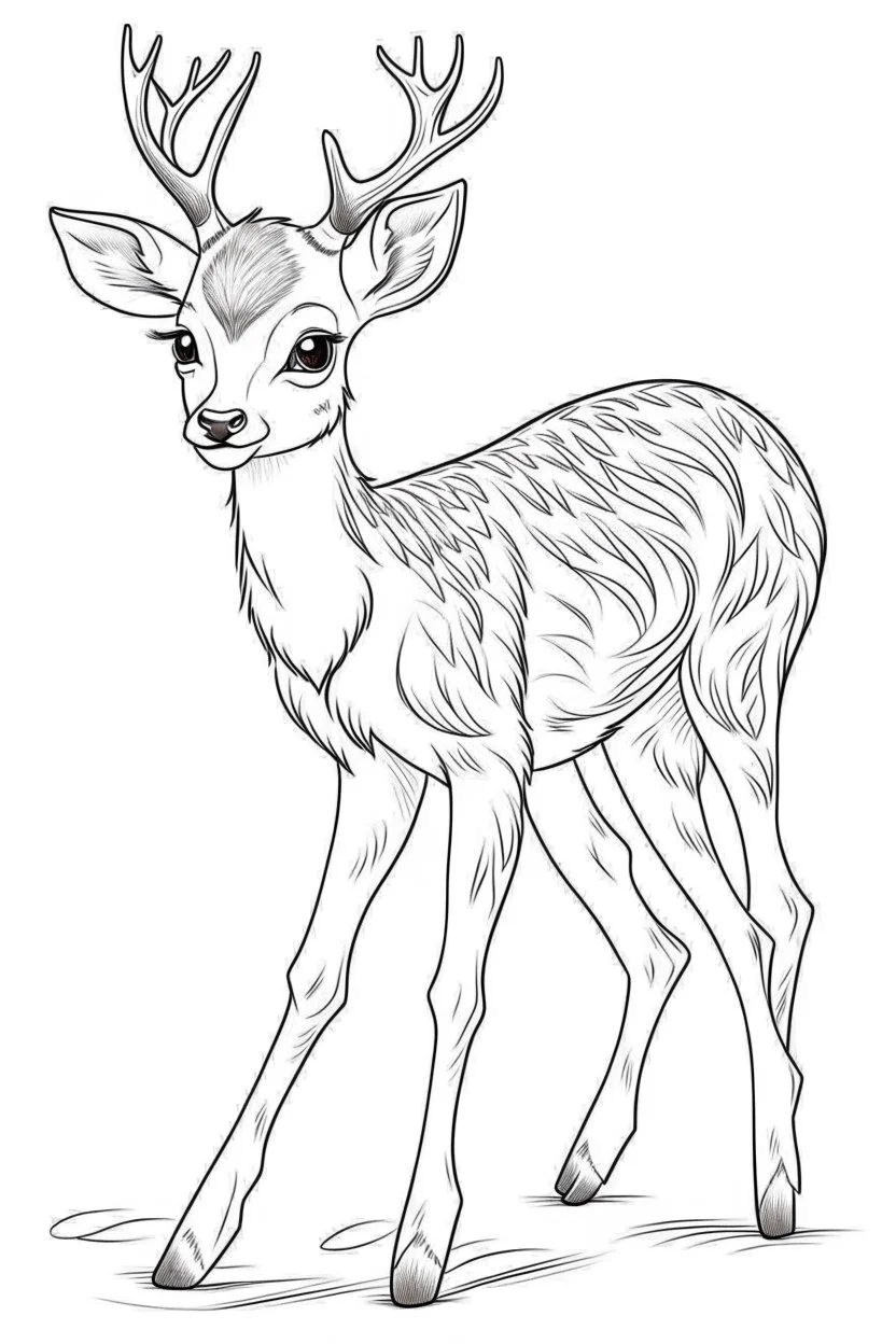 outline art for Fawn (Deer) coloring pages with sitch, white background, Sketch style, full body, only use outline, toddlers style, clean line art, white background, no shadows and clear and well outlined.