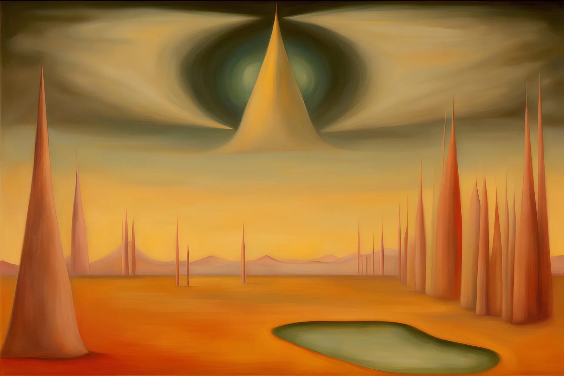 A surreal landscape by artist " Mark Rothko", by artist "Leonora Carrington"