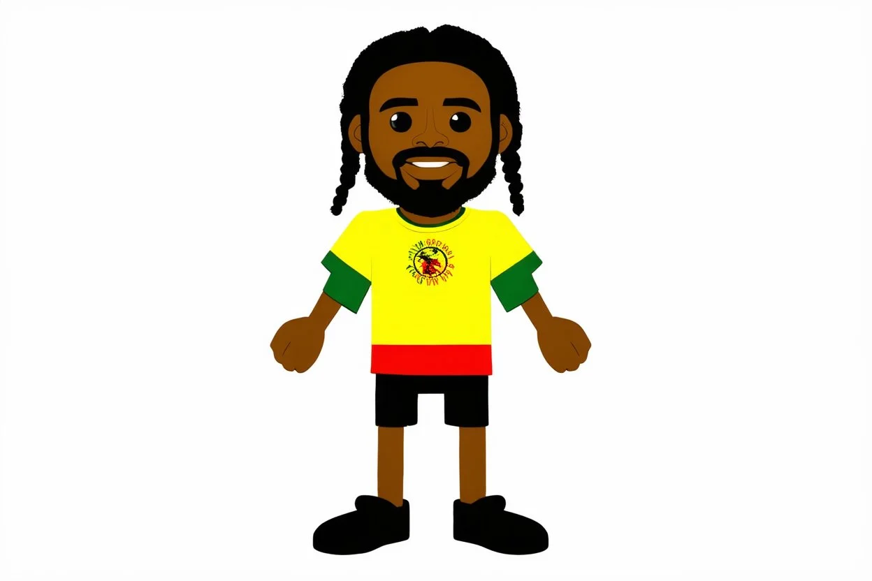 cartoon rasta in tpose white background