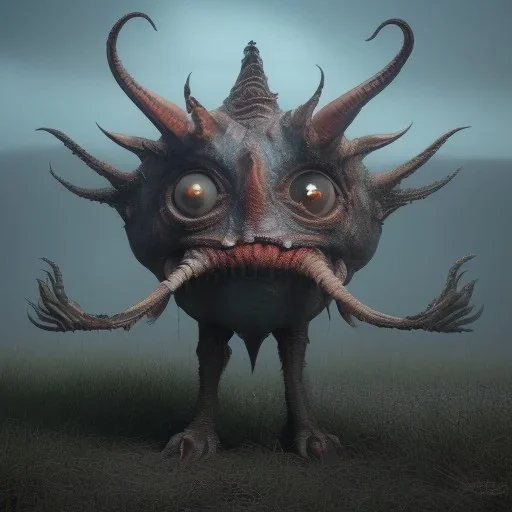 Surreal realistic monster with multiple eyes detailed