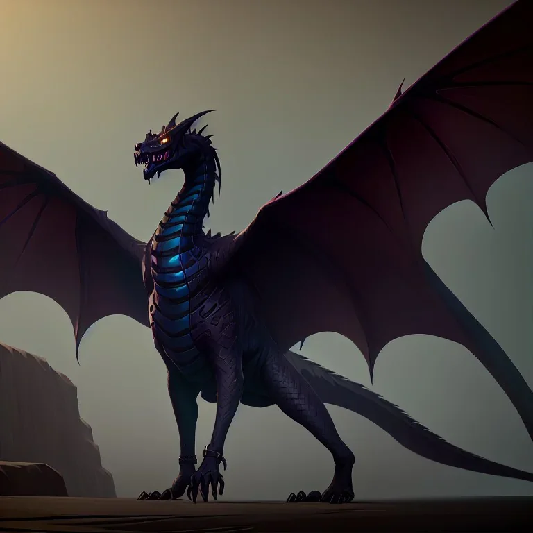 A huge full body black dragon real