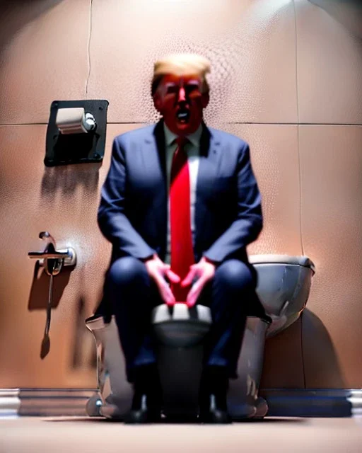 Donald Trump sitting in toilet scene, without pants, realistic image, casual, concept art, smooth, unreal engine 5, god lights, ray tracing, RTX, lumen lighting, ultra detail, volumetric lighting, 3d.