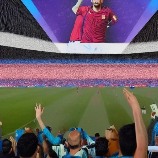 portrait of messi left the world cup with argentina in qatar , lussil stadium , 2022 , vs france , night atmosphere , celebrate