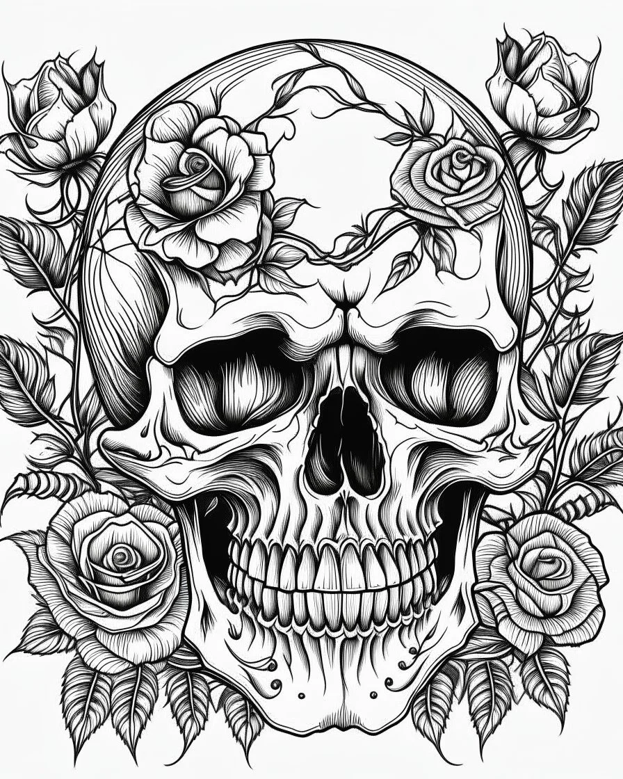 Scary Skull Tattoo Design on White Background. Illustration Stock  Illustration - Illustration of isolated, flat: 160460816