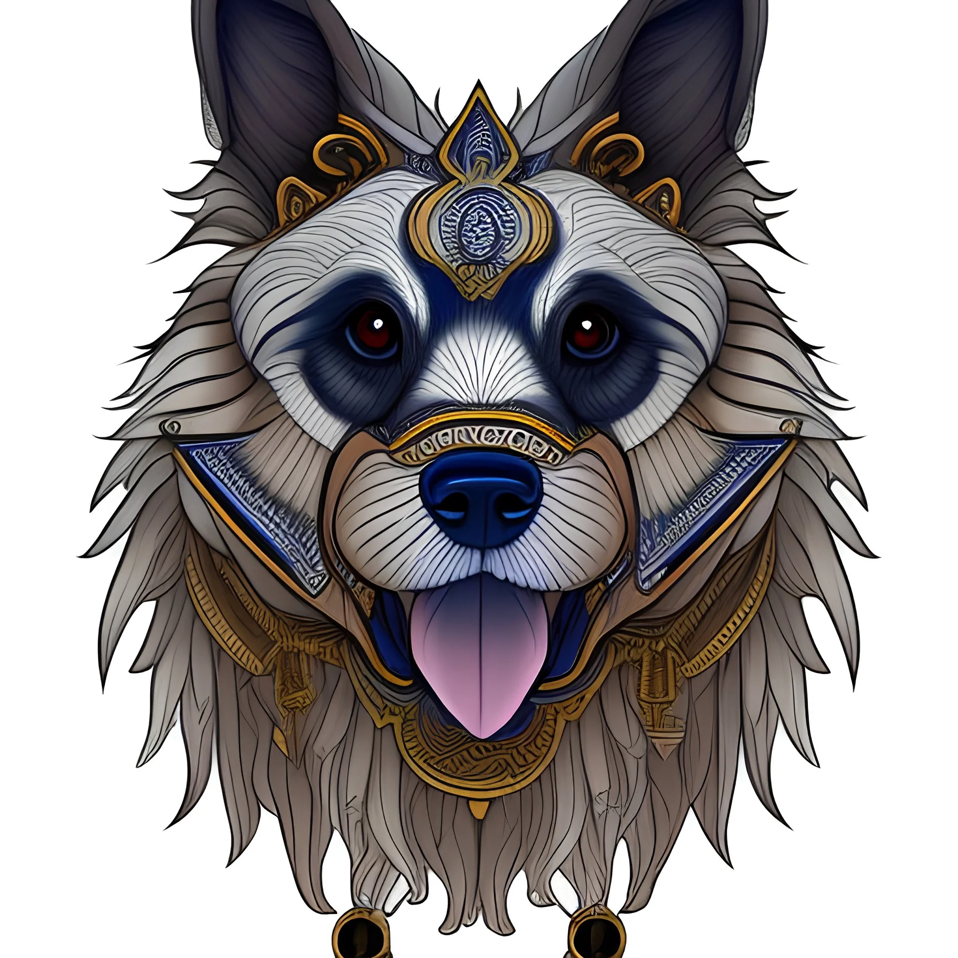 pomerainian dog, front view, full body, coloring book lineart