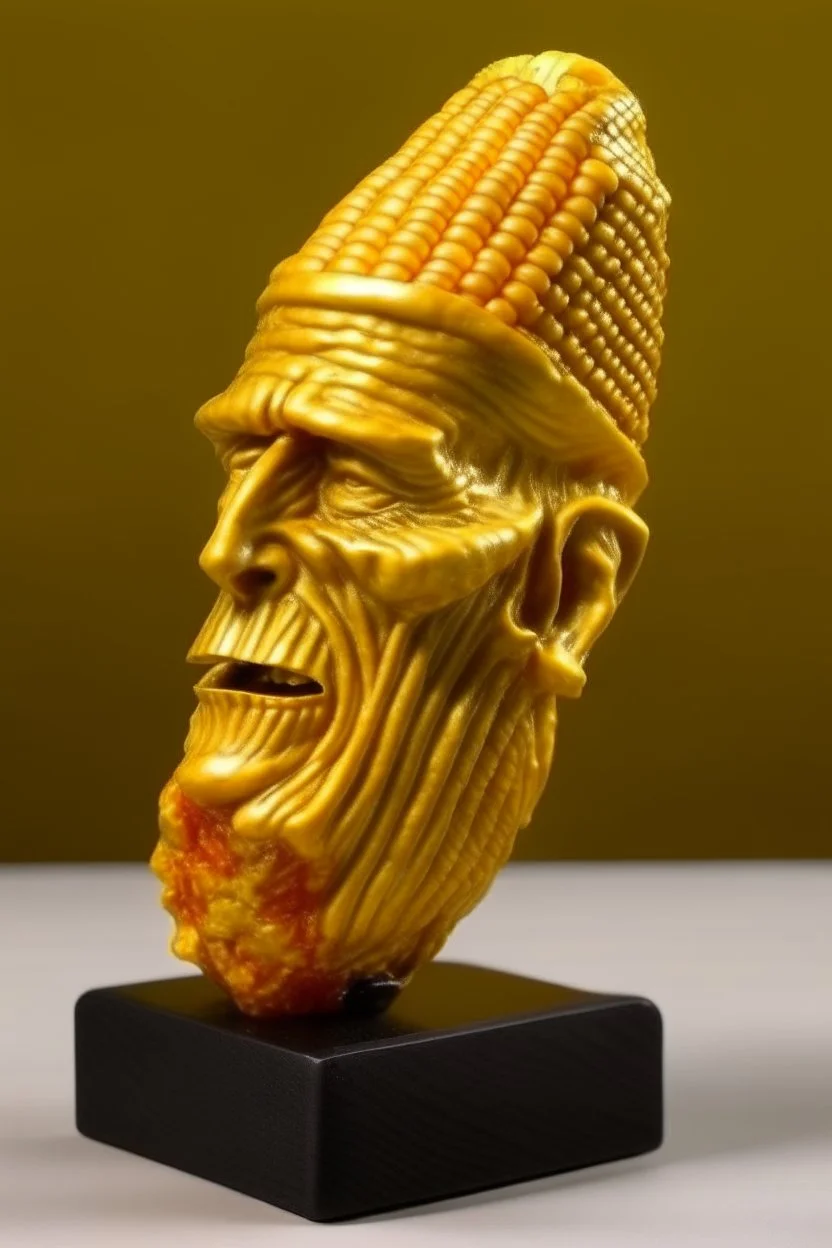 Corn melting roman statue head