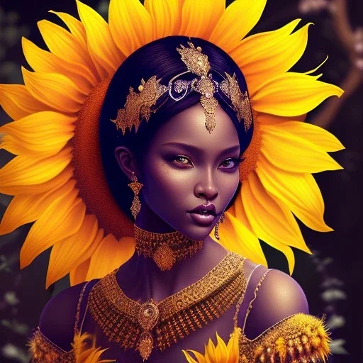 Black skin, pixie, moonlight, sunflower fighting