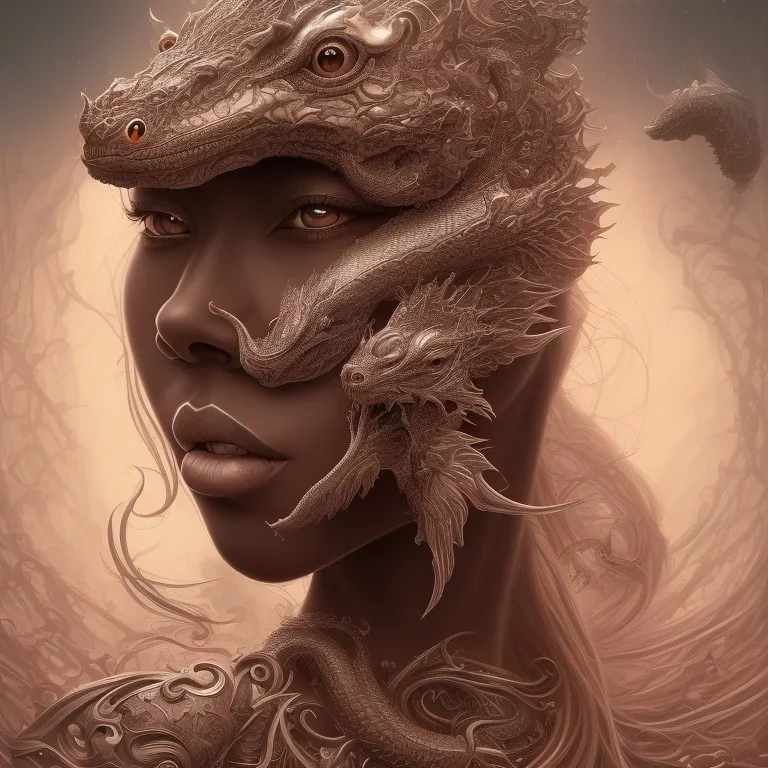 sango fantasy, fantasy magic, intricate, sharp focus, illustration, highly detailed, digital painting, concept art, matte, artgerm and paul lewin and kehinde wiley, masterpiece sexy lips Asian afro lips black African lady body mermaid Dragon head silver bright rain lady outer space mermaid pretty skull head