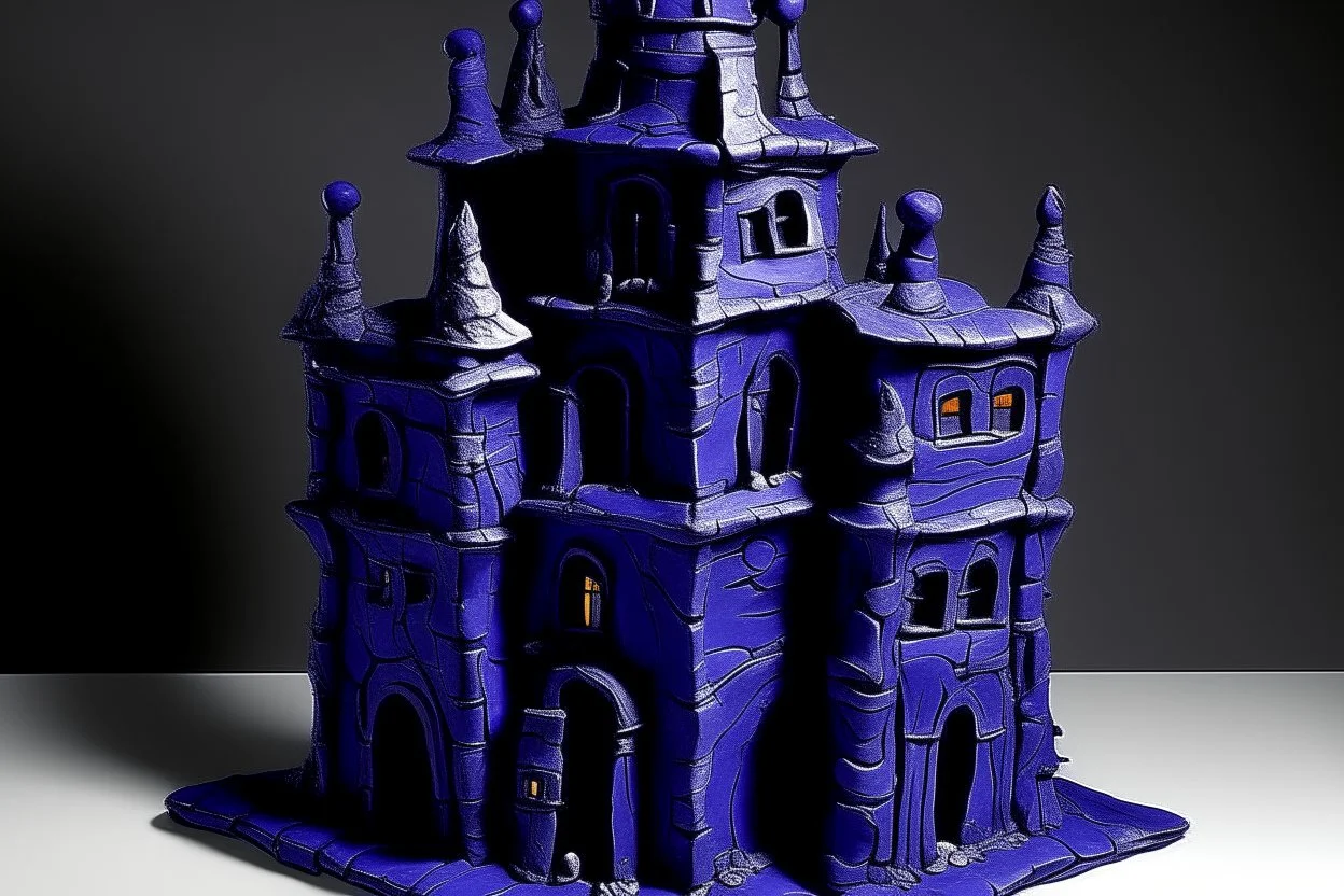 A dark purple Halloween themed castle painted by Jean Dubuffet