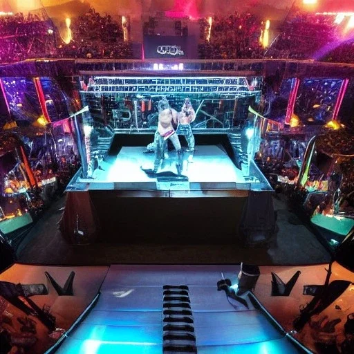 overlook of stage for one on one fighting futuristic