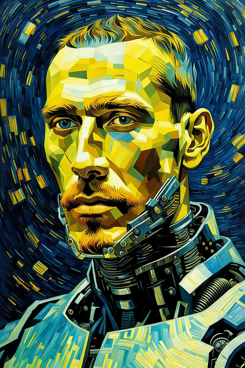 Portrait of a cyborg by Van Gogh