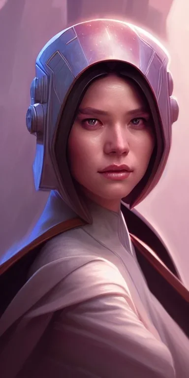 portrait of a woman in the Star Wars universe, highly detailed, by Stanley Artgerm Lau, WLOP, Rossdraws, James Jean, Andrei Riabovitchev, Marc Simonetti, and Sakimichan, trending on artstation