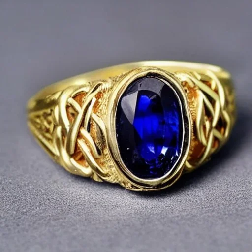 sapphire signet ring with braided gold, celtic ring, highly ornate, breathtaking, nordic ring, viking ring, engraved carved band, runes, men's jewellery