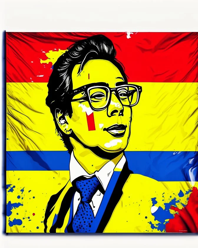 Gustavo Petro obra de arte coherente arte pop 4k bandera de colombia cuerpo completo