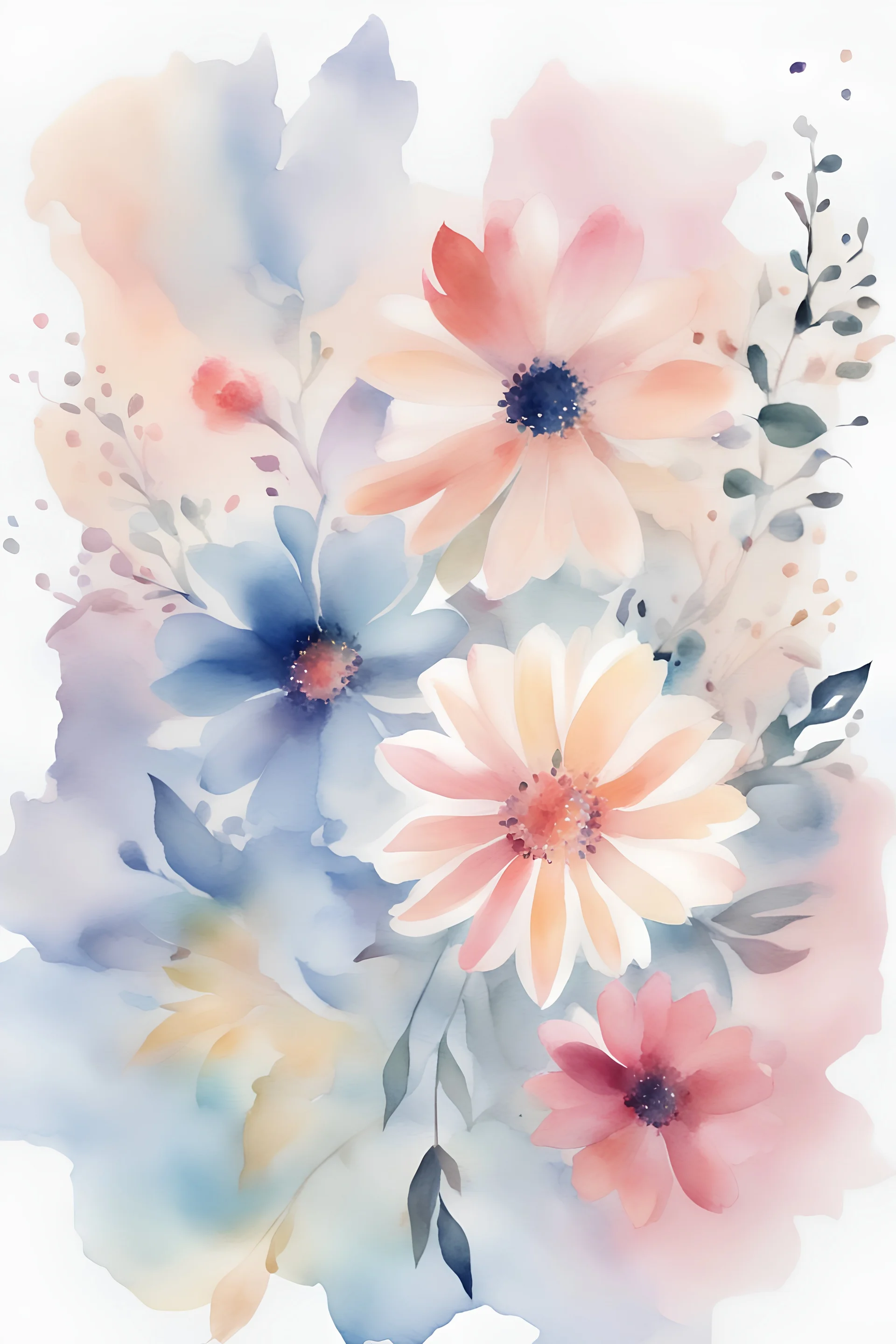 FLOWERS BACKGROUND WATERCOLOR ABSTRACT