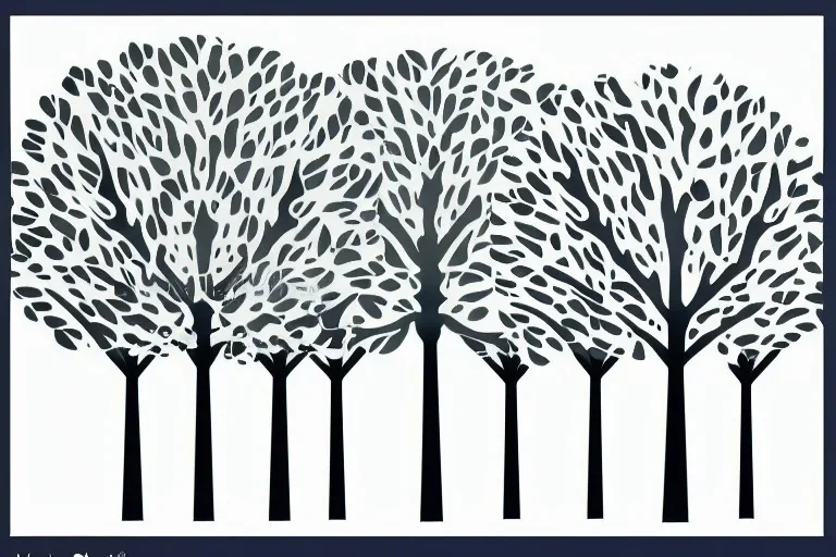 Vector tree illustration white background die cut