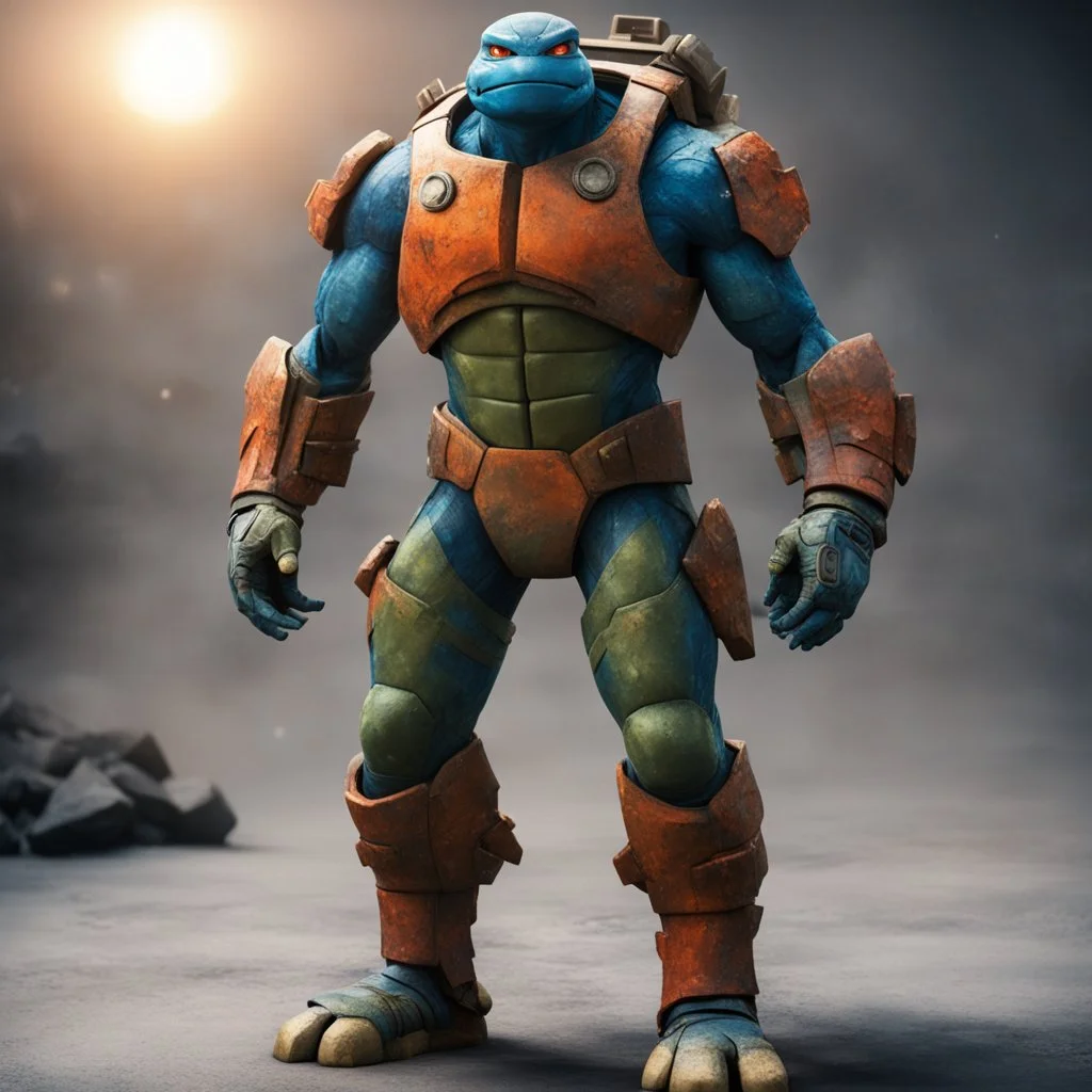 A battle suit made of lava and stars and galaxies for Leonardo from Teenage Mutant Ninja Turtles