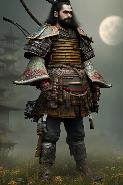 full portrai of samurai gaspunk,high detail, volumetric lighting, tiny features, intricate detail,volumetric clouds