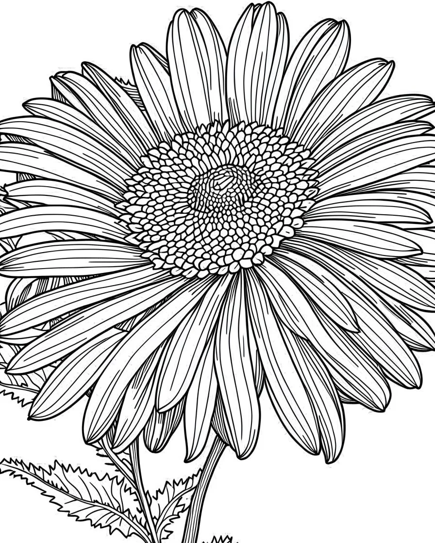 real massive Daisy flower coloring page