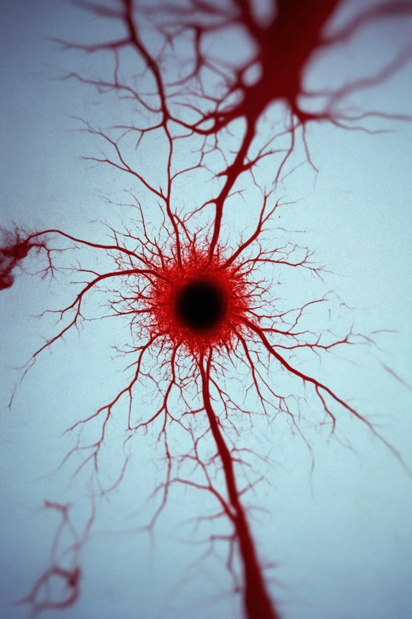 a blurry, distressing, haunting image of a blood vessel rupturing
