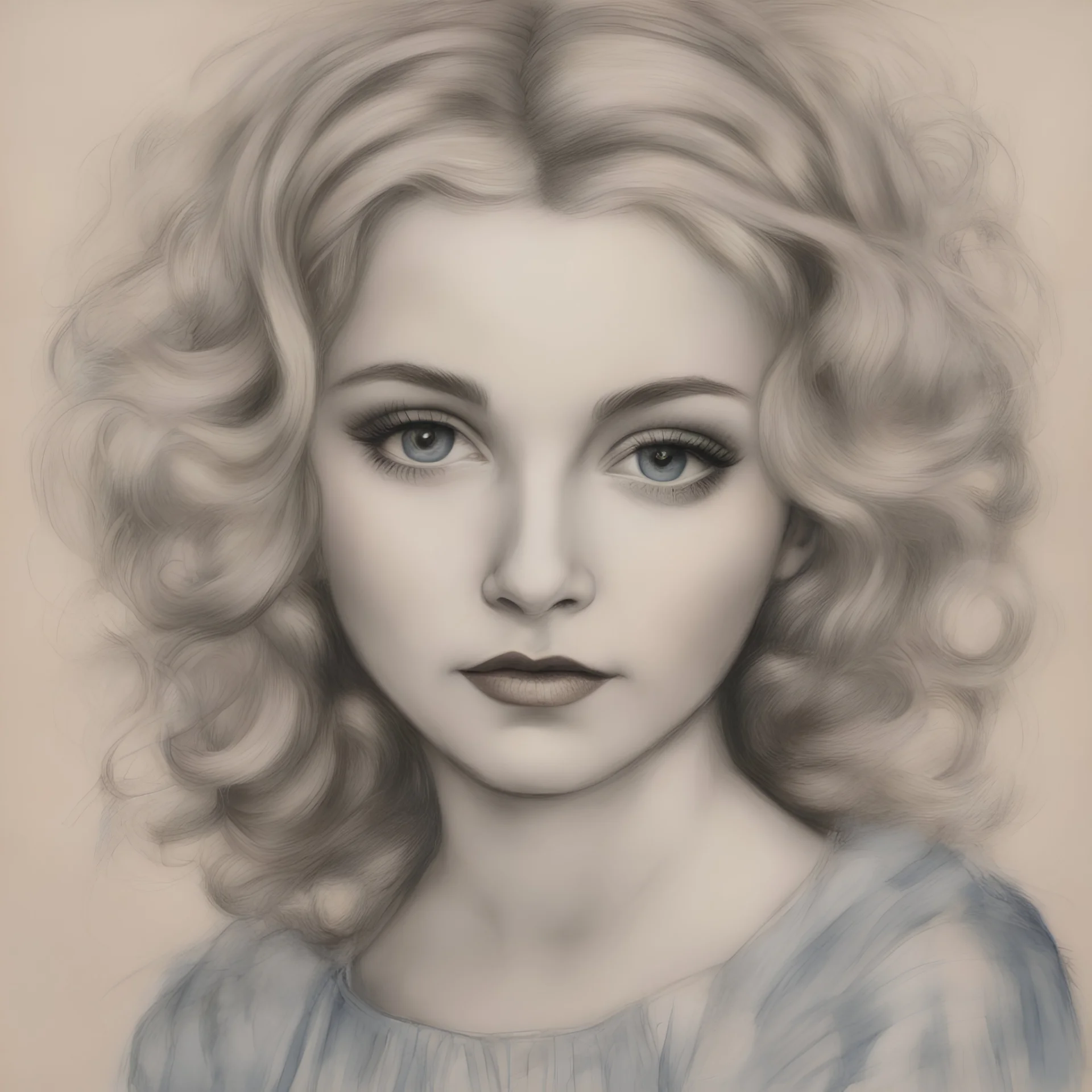 Postcard of madonna in the style of Margaret Keane, with scribblings