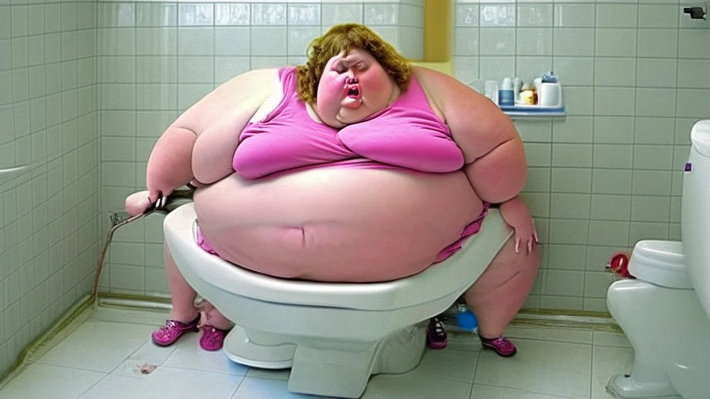 fat lady sits on and breaks toilet