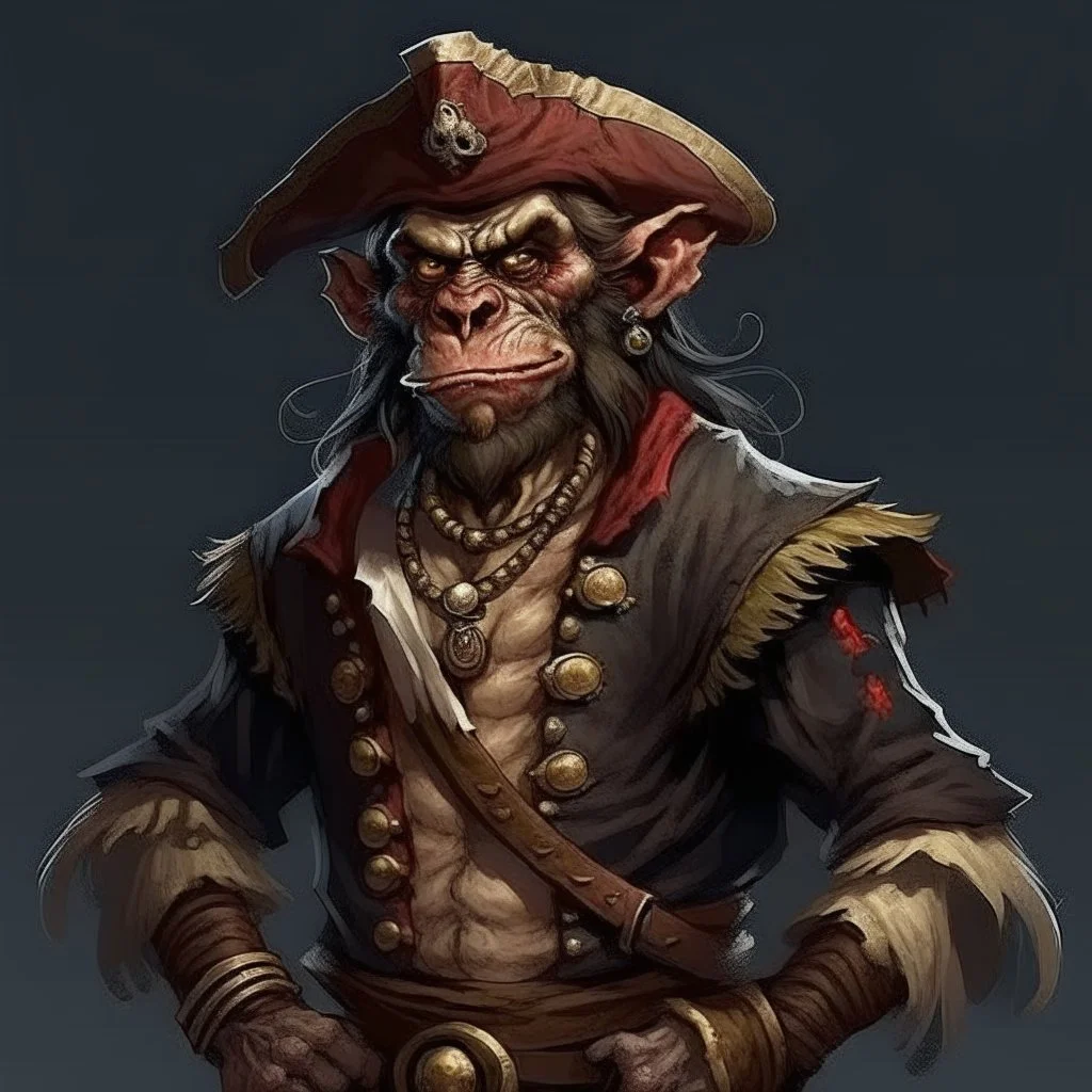 Pirate Human-Monkeyman DnD Digital Art