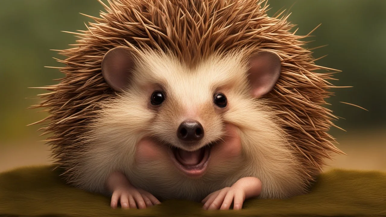 Realistic Hedgehog Lying On His Back And Laughing