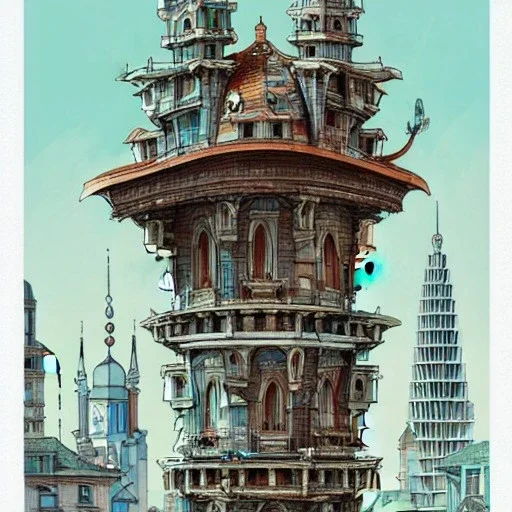 A city in a tower+modular house+house over house"+Beaux Arts architecture+palladio+detailed facades biopunk+Bueno Aires+turin+trieste+ +Book illustration by Gediminas Pranckevičius, Jean Baptiste Monge, Brian Kesinger, Anton fadeev, Kilian Eng, strong lines, high contrast vibrant colors, highly detailed, 16k resolution, trending on behance