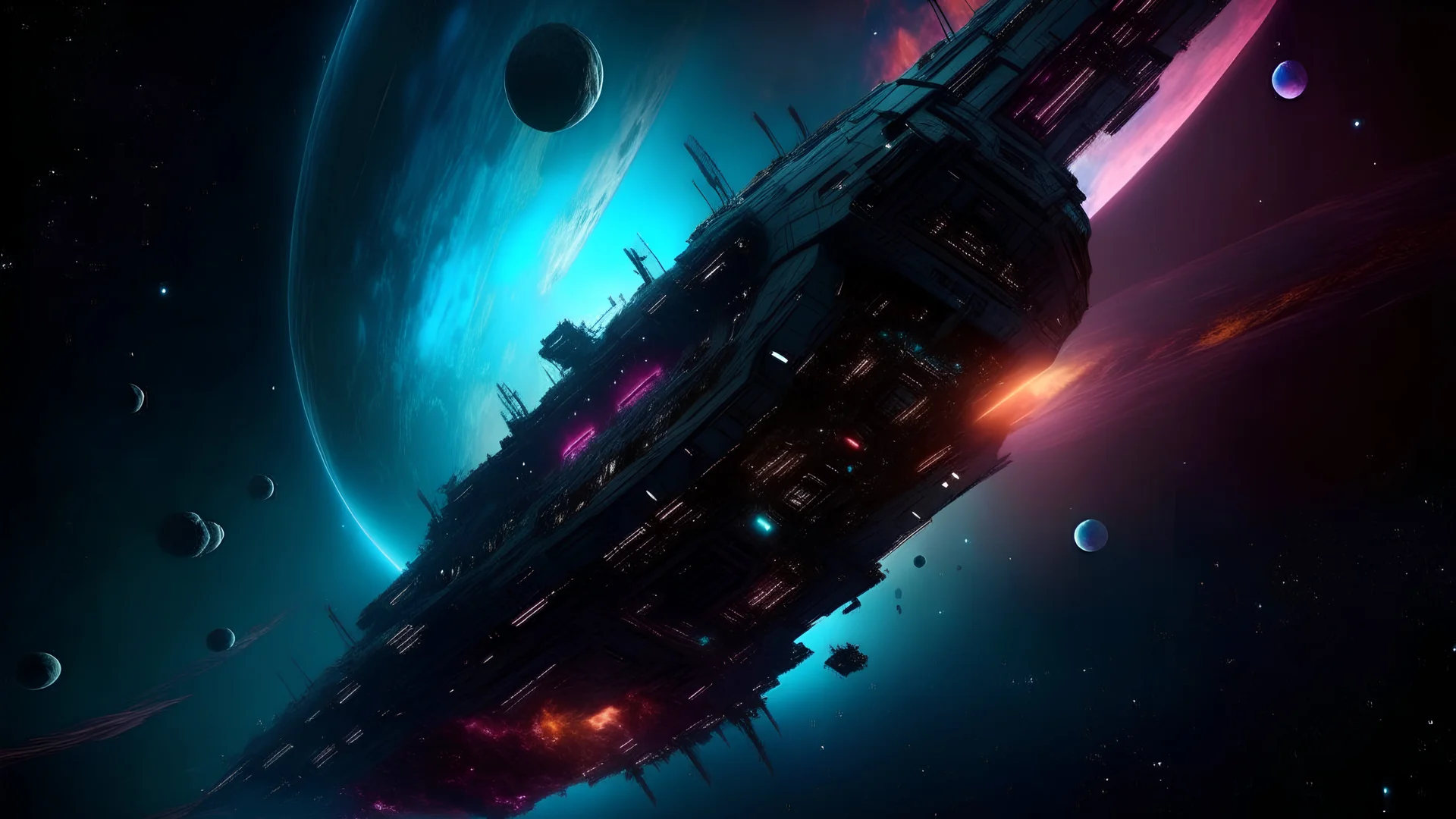 captivating scene. magical space theme. extreme depth and detail. glass generation spaceship. colorful nebula