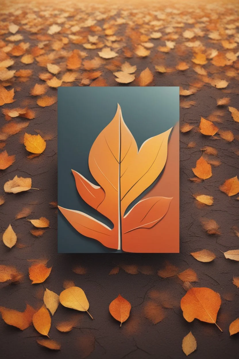 square logo , landscape with leaf fall