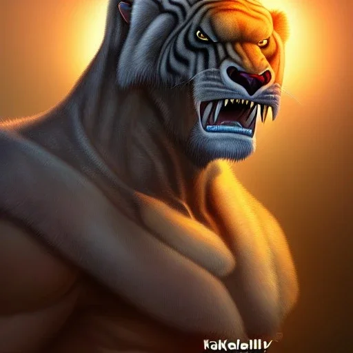 ultra detailed fullbody portrait of Sabertooth Villain, extremely detailed digital painting, extremely detailed face,crystal clear eyes, in the style of Ken Kelley robert e howard and pablo oliveira and Keith Parkinson , mystical colors, perfectly centered image, perfect composition, rim light, beautiful lighting,8k, stunning scene, raytracing