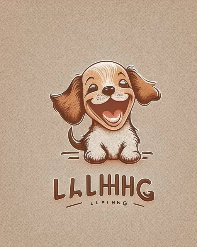 Laughing little puppy logo design Laughing little puppy logo design