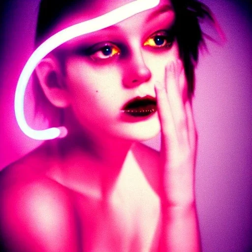 A 1990s magazine photoshoot. Neon blob, metallic blob, ethereal, grunge. Extremely detailed, HD photography, high quality, stylized, dramatic, high contrast, high exposure.