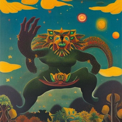 cosmic kaiju by henri rousseau