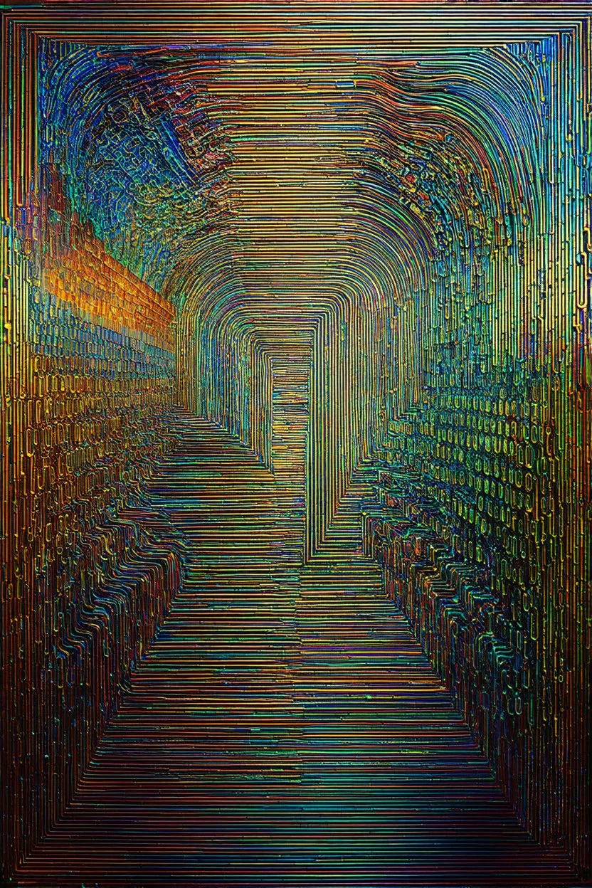 The fluctuation of faith and doubt; Surrealism inspired by Hundertwasser and Kandinsky; Golden Hour; Iridescent; Controversial; Supremely Detailed; Binary; dual picture