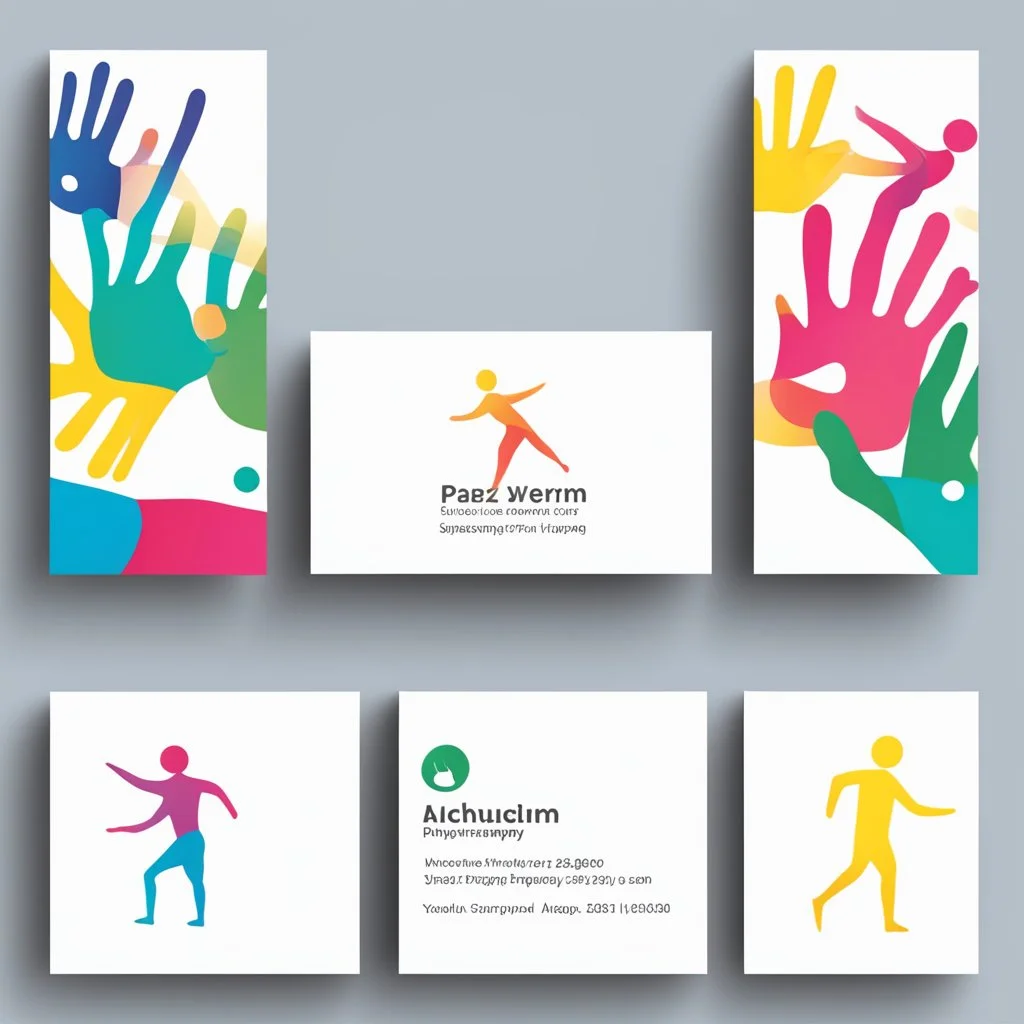 business card design for physiotherapy. Playful. Colorful