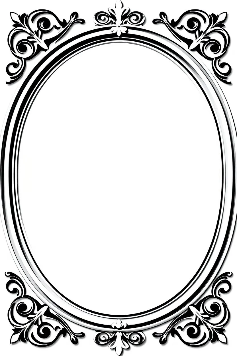 silhouette of a thick ornamental oval picture frame, black on white vector