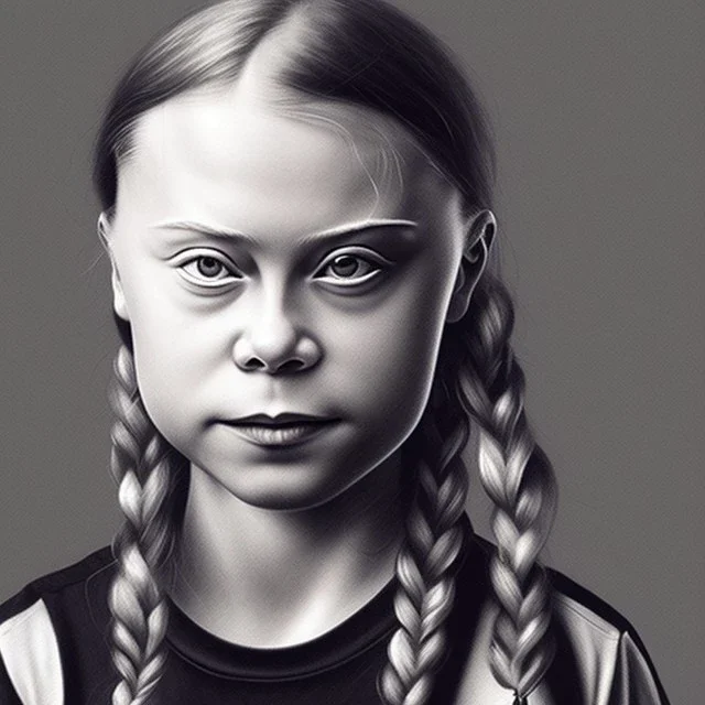 portrait Greta Thunberg checkmate at chess