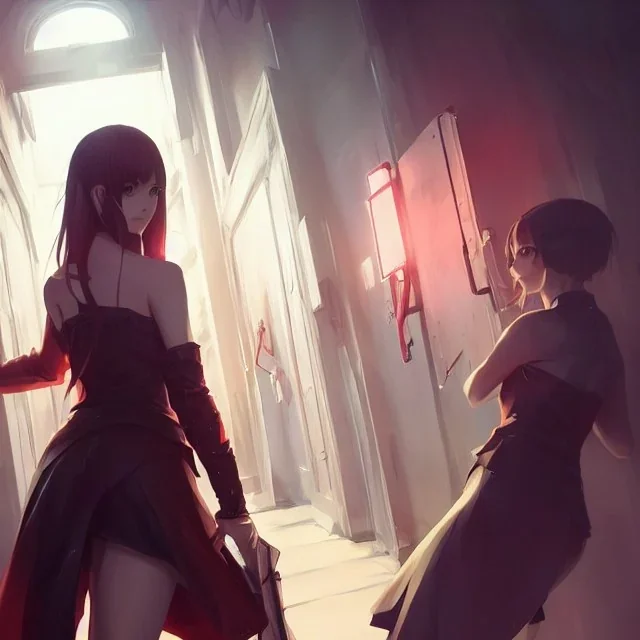 by wlop, ilya kuvshinov, krenz cushart, greg rutkowski, pixiv, sarah j. maas book cover style magician at the end of a corridor, smooth, sharp focus, d & d style, artstation, 4 k, hdr