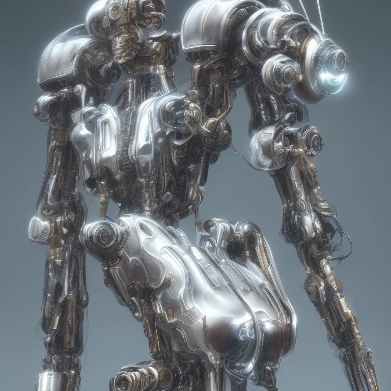 metallic mecha, retrofuturism, hajime sorayama